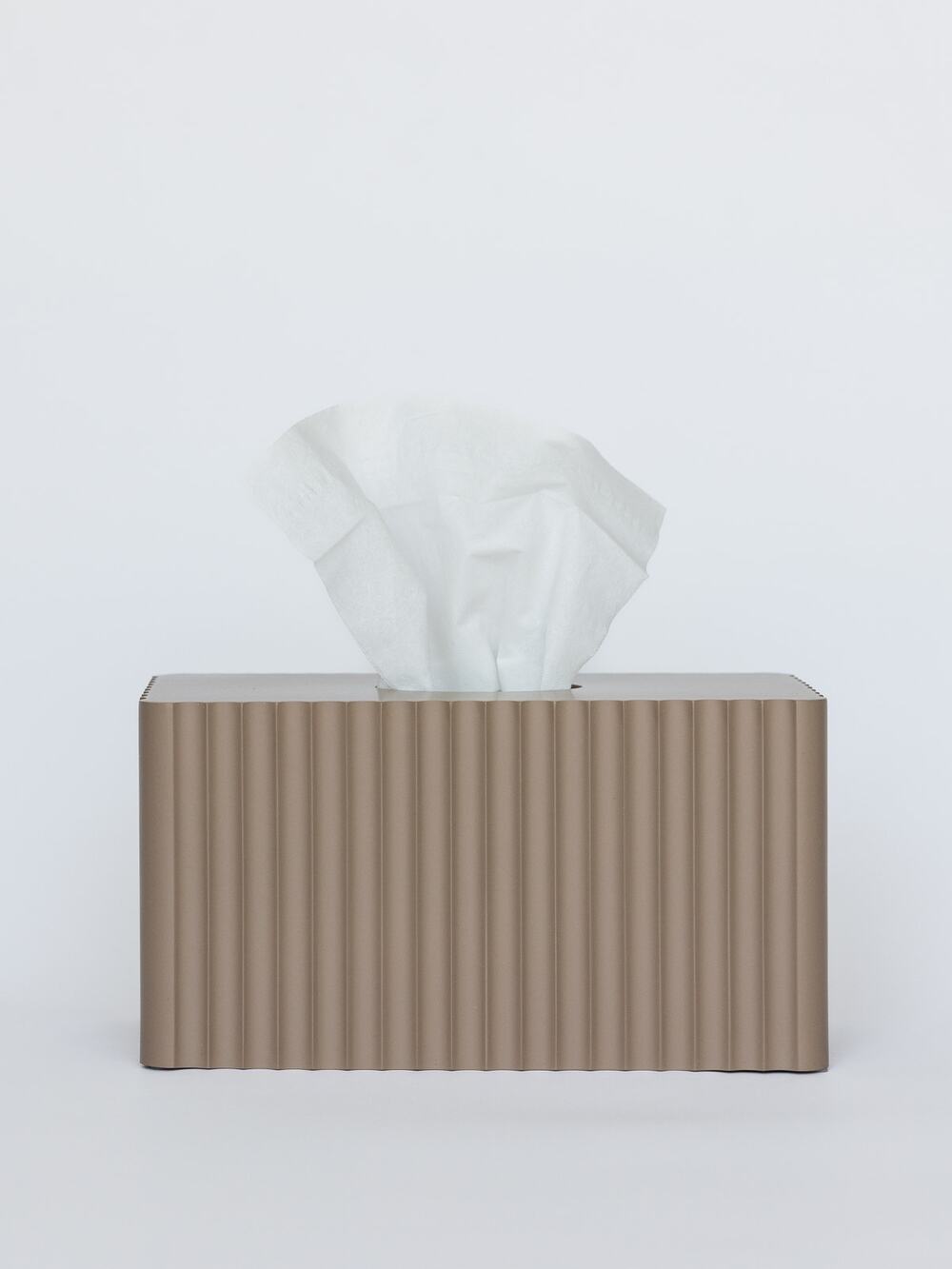 Fluted Rectangle Tissue Box Cover Fawn Taupe Modern Decor The Balm Home